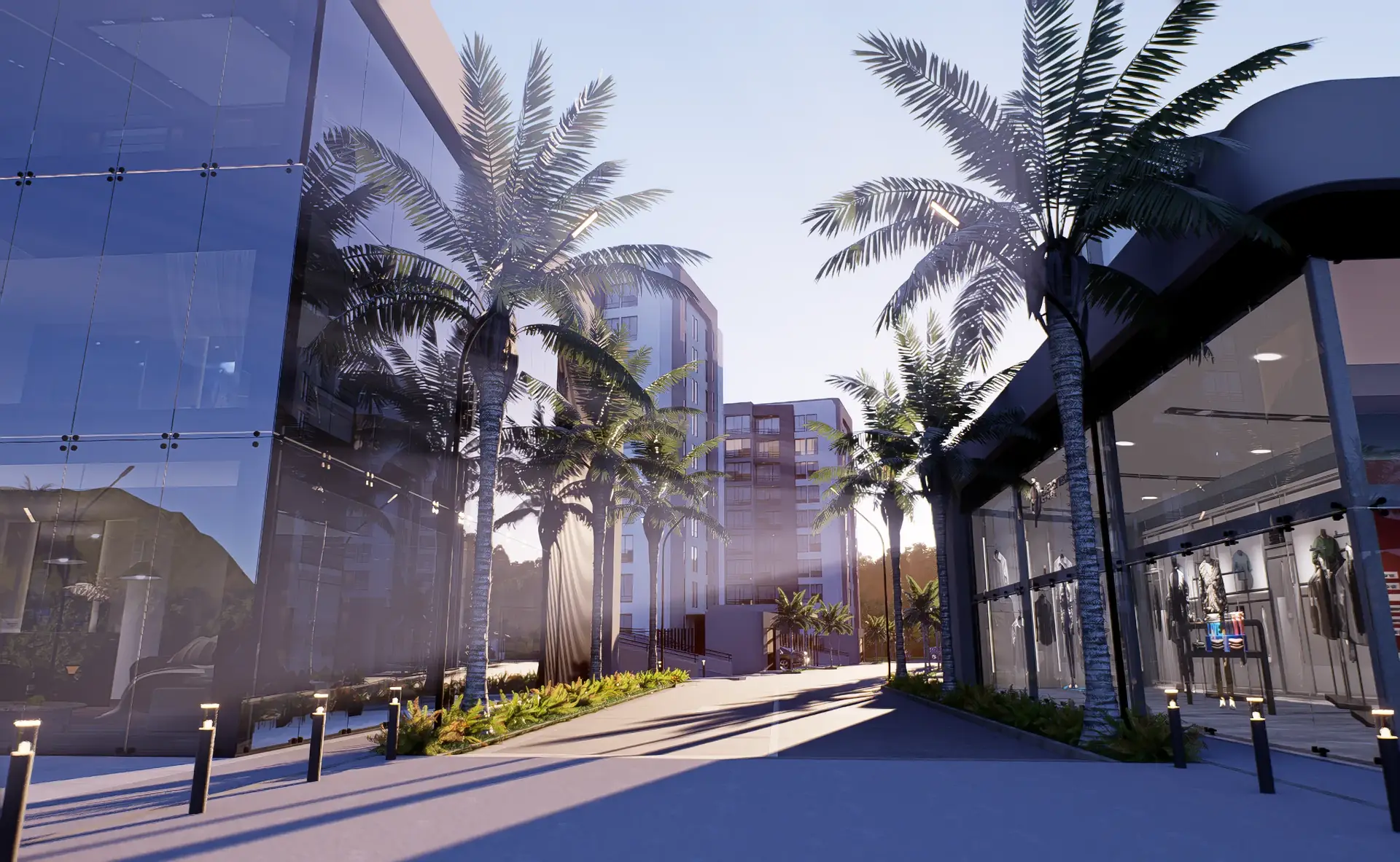 Vista frontal del mall
